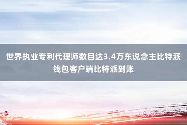 世界执业专利代理师数目达3.4万东说念主比特派钱包客户端比特派到账