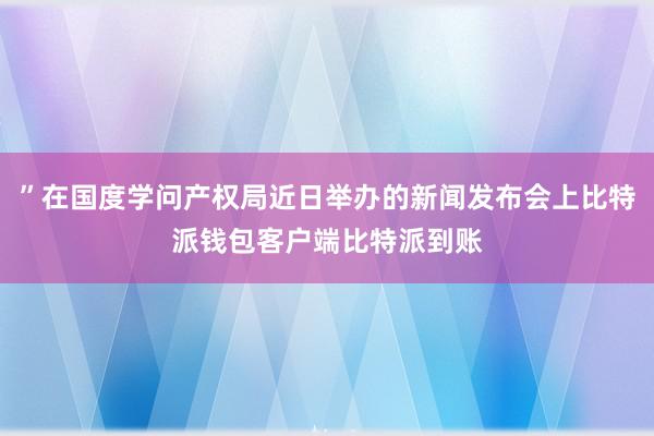 ”在国度学问产权局近日举办的新闻发布会上比特派钱包客户端比特派到账