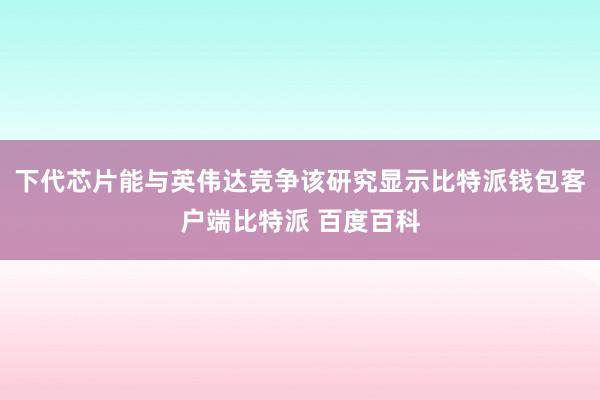 下代芯片能与英伟达竞争该研究显示比特派钱包客户端比特派 百度百科