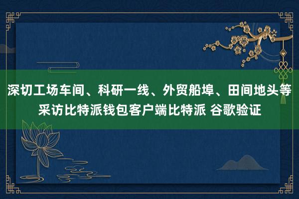 深切工场车间、科研一线、外贸船埠、田间地头等采访比特派钱包客户端比特派 谷歌验证