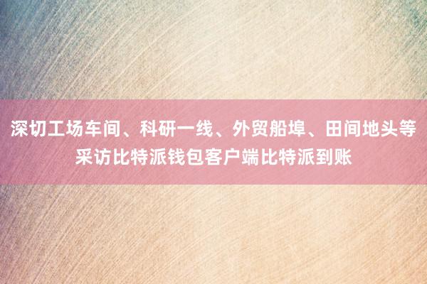 深切工场车间、科研一线、外贸船埠、田间地头等采访比特派钱包客户端比特派到账