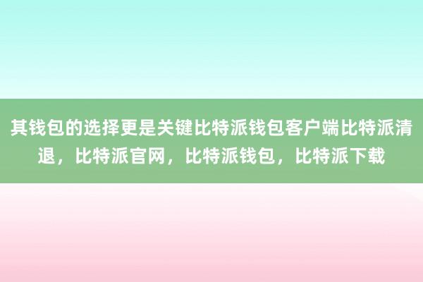 其钱包的选择更是关键比特派钱包客户端比特派清退，比特派官网，比特派钱包，比特派下载