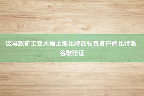 这导致矿工费大幅上涨比特派钱包客户端比特派 谷歌验证