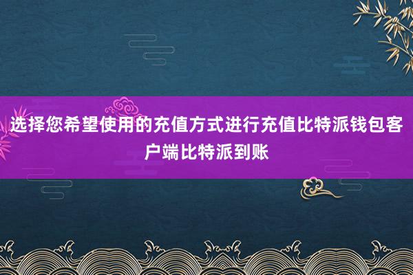 选择您希望使用的充值方式进行充值比特派钱包客户端比特派到账