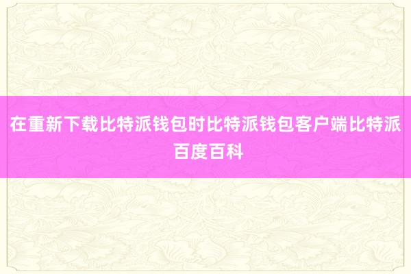 在重新下载比特派钱包时比特派钱包客户端比特派 百度百科