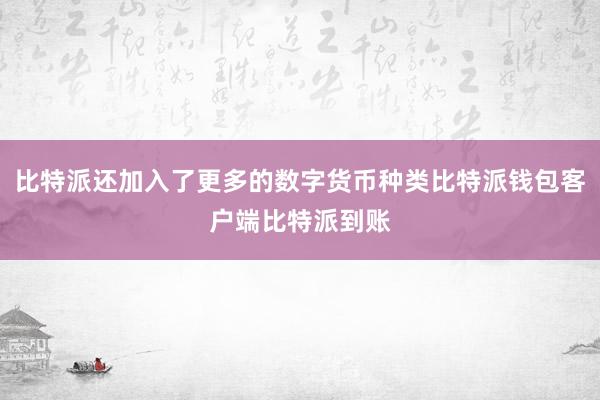 比特派还加入了更多的数字货币种类比特派钱包客户端比特派到账