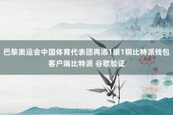 巴黎奥运会中国体育代表团再添1银1铜比特派钱包客户端比特派 谷歌验证