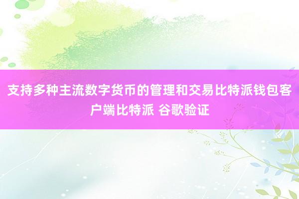 支持多种主流数字货币的管理和交易比特派钱包客户端比特派 谷歌验证