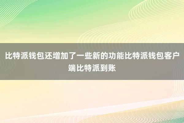 比特派钱包还增加了一些新的功能比特派钱包客户端比特派到账