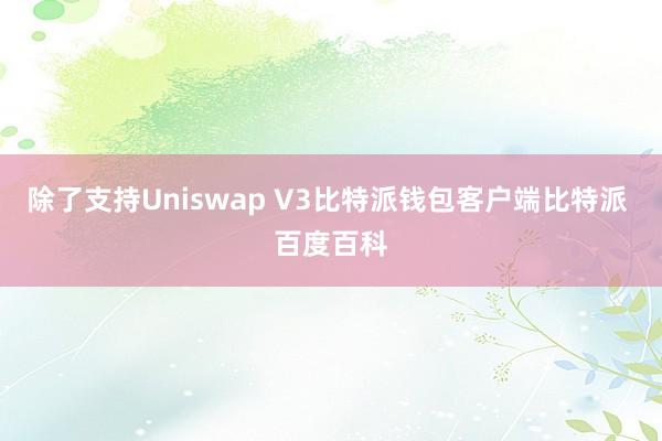 除了支持Uniswap V3比特派钱包客户端比特派 百度百科