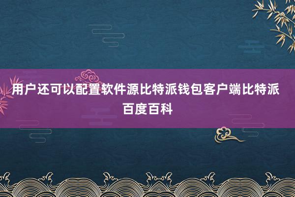 用户还可以配置软件源比特派钱包客户端比特派 百度百科