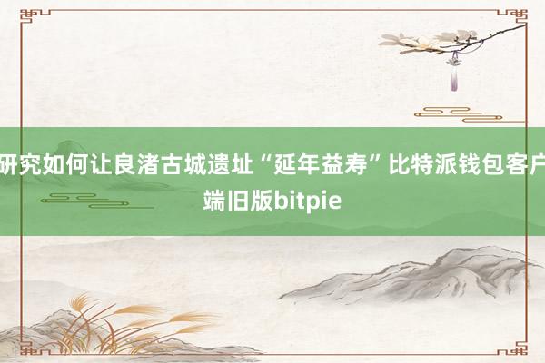 研究如何让良渚古城遗址“延年益寿”比特派钱包客户端旧版bitpie