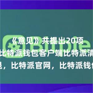 《意见》共提出20项重点任务比特派钱包客户端比特派清退，比特派官网，比特派钱包，比特派下载